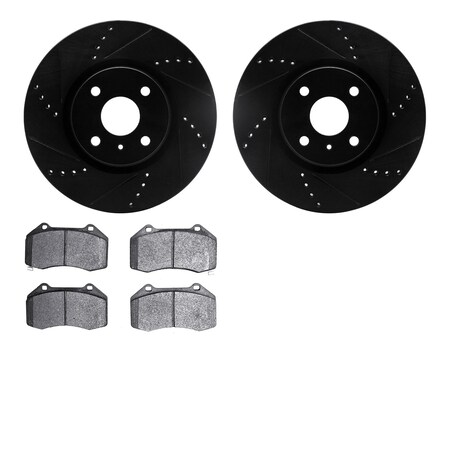 Dynamic Friction Co 8302-80071, Rotors-Drilled and Slotted-Black with 3000 Series Ceramic Brake Pads, Zinc Coated 8302-80071